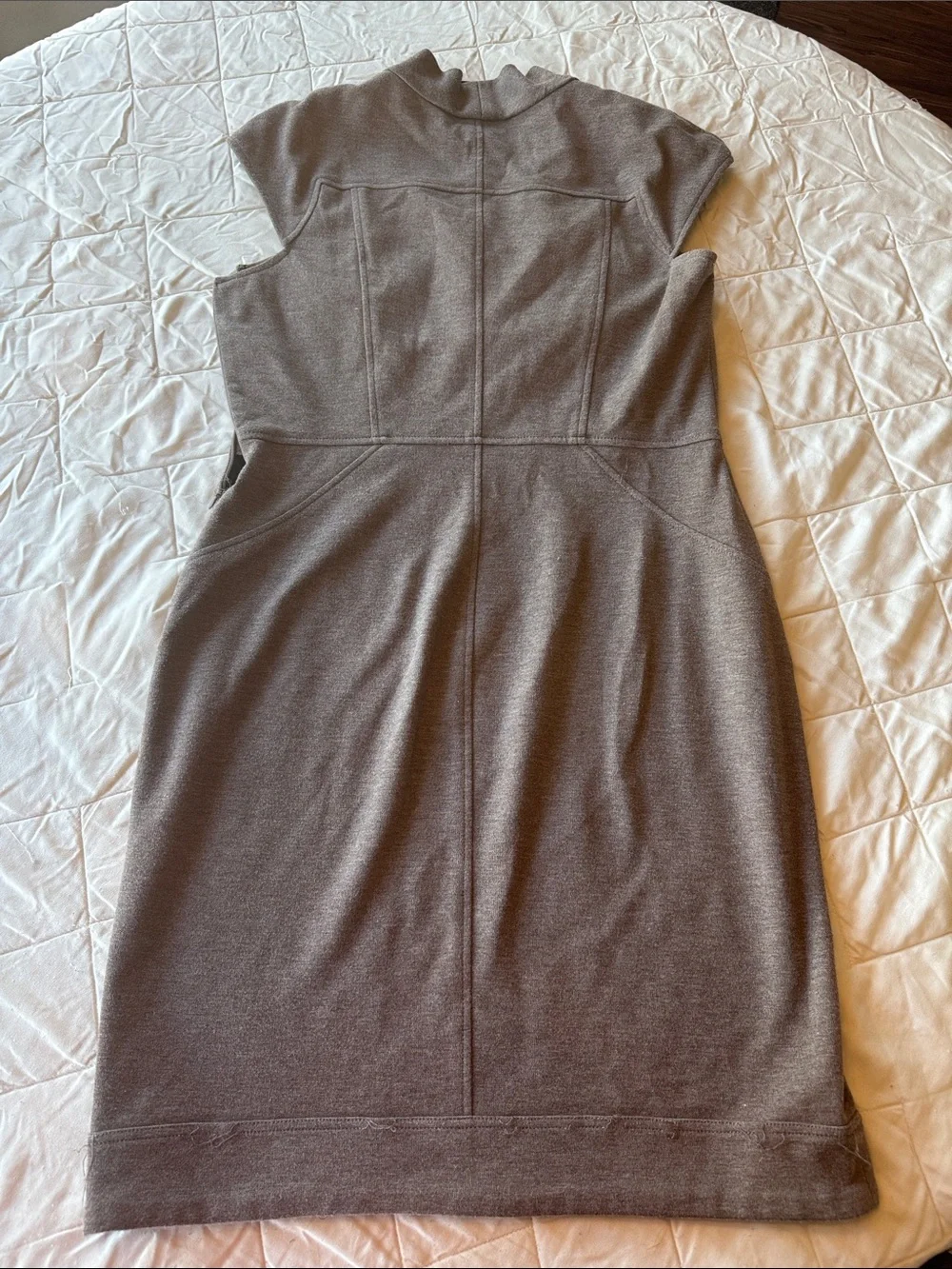 Maggy London Taupe Cap-Sleeve V-Neck Sheath Dress
